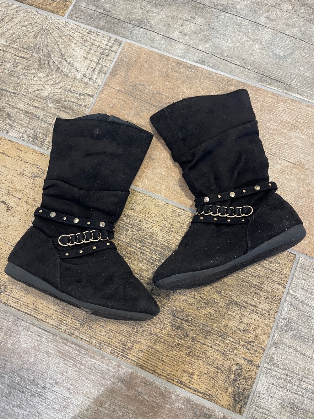Links Toddler Girls Faux Suede High Books with Gold Details Size 11